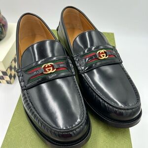 Men's Gucci kaveh interlocking G leather loafers size 10.5 made in Italy
